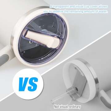 40 oz Tumbler Flip Straw Lid Compatible with Stanley Cup 40oz Tumbler Tumbler Cover Compatible with Stanley Cup Quencher (Cream White, 1 Pack)