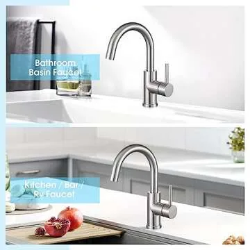 Stylish CREA Bar Sink Faucet in Stainless Steel