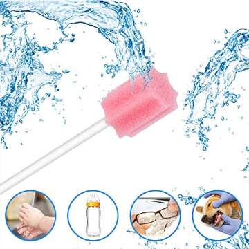 Disposable Oral Swabs, Sterile Dental Sponge Swabsticks Unflavored for Mouth & Gum Cleaning - Sponge and Paper rod.