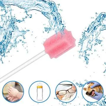 Disposable Oral Swabs, Sterile Dental Sponge Swabsticks Unflavored for Mouth & Gum Cleaning - Sponge and Paper rod.