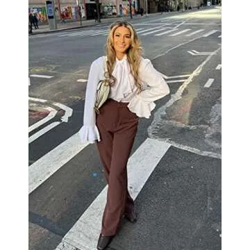 Zeagoo Womens Casual Blouses Bow Tie Neck Shirt Ruffle Button-Down Tunic Office Work Tops Aawhite XX-Large Long Sleeve