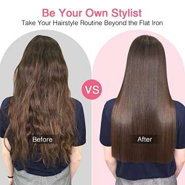 Enhanced Ceramic Hair Straightener Brush by MiroPure, 2-in-1 Ionic Straightening Brush with Anti-Scald Feature, Auto Temperature Lock & Auto-Off Function (Black)