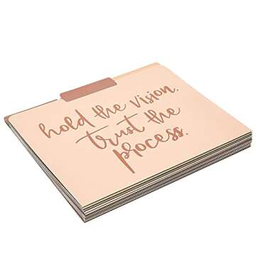 Paper Junkie Decorative File Folders, Letter Size for Women, Cute Earth Tone Aesthetic Office Supplies with Inspirational Sayings, 1/3 Cut Tabs (11.5 x 9.5 Inches) - Pack of 12
