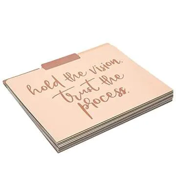 Paper Junkie Decorative File Folders, Letter Size for Women, Cute Earth Tone Aesthetic Office Supplies with Inspirational Sayings, 1/3 Cut Tabs (11.5 x 9.5 Inches) - Pack of 12