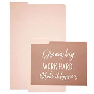 Paper Junkie Decorative File Folders, Letter Size for Women, Cute Earth Tone Aesthetic Office Supplies with Inspirational Sayings, 1/3 Cut Tabs (11.5 x 9.5 Inches) - Pack of 12
