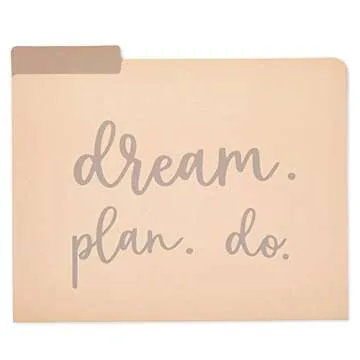 Paper Junkie Decorative File Folders, Letter Size for Women, Cute Earth Tone Aesthetic Office Supplies with Inspirational Sayings, 1/3 Cut Tabs (11.5 x 9.5 Inches) - Pack of 12