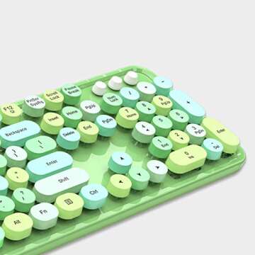 Onlywe Wireless Keyboard and Mouse Combo,2.4G USB Ergonomic Sweet Mixed Color Cute Full Size Keyboard with Numeric Keypad and Optical Mice Set for Computer Desktop PC Laptop(Green)