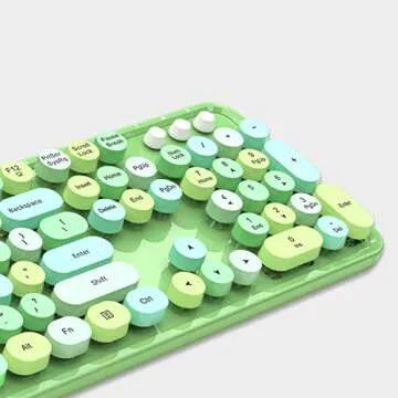 Onlywe Wireless Keyboard and Mouse Combo,2.4G USB Ergonomic Sweet Mixed Color Cute Full Size Keyboard with Numeric Keypad and Optical Mice Set for Computer Desktop PC Laptop(Green)