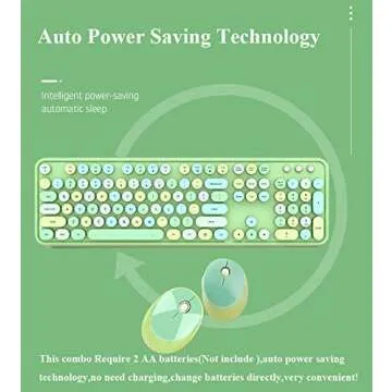 Onlywe Wireless Keyboard and Mouse Combo,2.4G USB Ergonomic Sweet Mixed Color Cute Full Size Keyboard with Numeric Keypad and Optical Mice Set for Computer Desktop PC Laptop(Green)