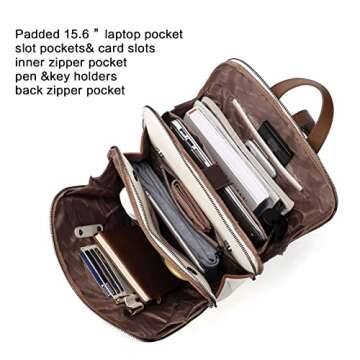 CLUCI Leather Backpack for Women 15.6 inch Laptop Womens Backpack Purse Travel Backpack Work Bag Vin...