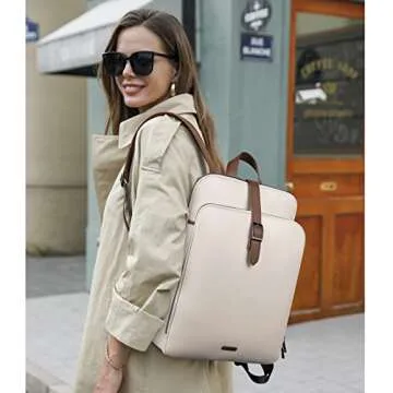 Stylish CLUCI Leather Backpack for Women - 15.6 Inch Laptop