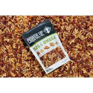 Power Up Trail Mix, Mega Omega Trail Mix, Non-GMO, Vegan, Gluten Free, No Artificial Ingredients, Gourmet Nut, 14 Ounce Bag
