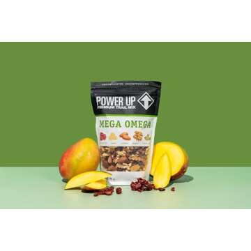 Power Up Trail Mix, Mega Omega Trail Mix, Non-GMO, Vegan, Gluten Free, No Artificial Ingredients, Gourmet Nut, 14 Ounce Bag