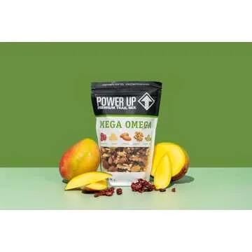 Power Up Trail Mix, Mega Omega Trail Mix, Non-GMO, Vegan, Gluten Free, No Artificial Ingredients, Gourmet Nut, 14 Ounce Bag