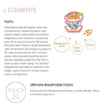 My Beauty Diary My Beauty Diary Natto Fermented Moisturizing Mask 2016 NEW VERSION 8 Piece