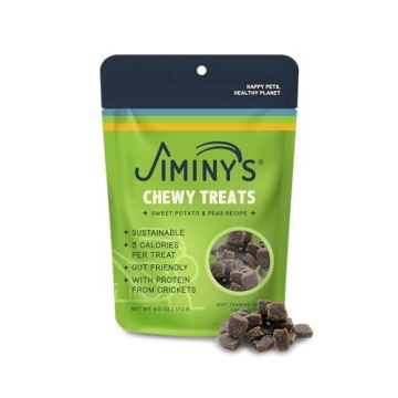 Jiminy's Chewy Cricket Dog Training Treats, Low Calorie, Hypoallergenic, 6oz, Sweet Potato & Pea (Pa...