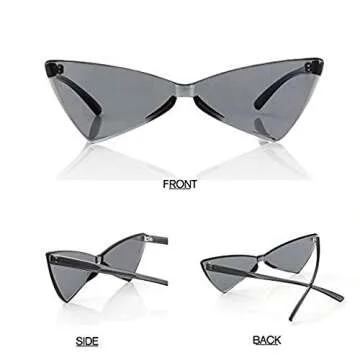 Yoela Triangle Thick Rimless Sunglasses One Piece Colored Transparent Sunglasses For Women and Men 3 Pack,Red+Green+Black