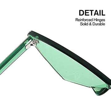 Yoela Triangle Thick Rimless Sunglasses One Piece Colored Transparent Sunglasses For Women and Men 3 Pack,Red+Green+Black