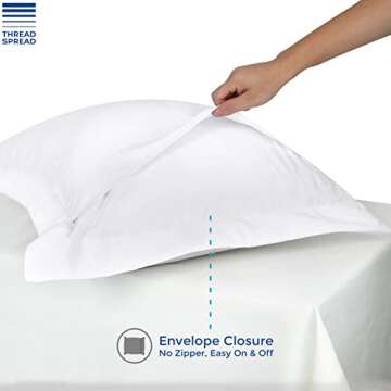 Thread Spread 100% Egyptian Cotton European Pillow Shams Set of 2 with Envelope Closure - 1000 Thread Count White Euro Pillow Sham, Silky Soft, Breathable, Cooling Pillow Sham (26" x 26")