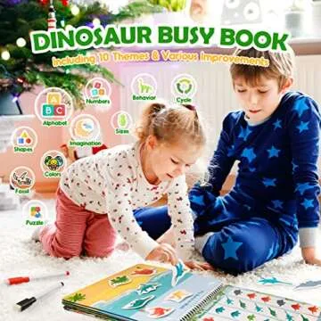 Dinosaur Toys for Kids 3-5, My Preschool Busy Book Montessori Toys for 3 4 5 6 7 Year Old Boys Girls Preschool Learning Homeschool Activities Ideal Christmas Birthday Gifts for Kids Ages 2-4 5-7