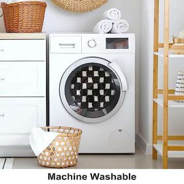 Lanffia Boho Checkered Tufted Rug - 2x6 Runner Rug Black Hallway Runner Washable with Tassels Indoor Farmhouse Floor Carpet for Kitchen Bathroom Laundry Doorway Bedroom Living Room