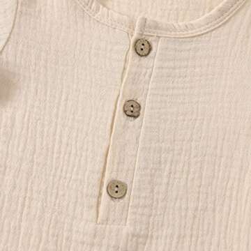 CIYCUIT Unisex Newborn Romper Clothes Baby Boy Girl Short Sleeve One Piece Cotton Linen Summer Outfits Beige 0-3 Months