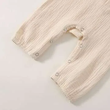 CIYCUIT Unisex Newborn Romper Clothes Baby Boy Girl Short Sleeve One Piece Cotton Linen Summer Outfits Beige 0-3 Months