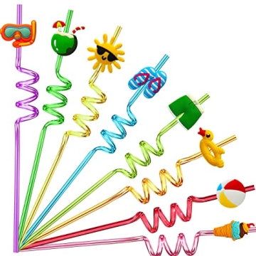 TMGIDRI 24 Summer Pool Drinking Straws for Kids, Pool Party Decorations Supplies, Pool Party Favors ...