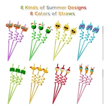 TMGIDRI Colorful Summer Pool Drinking Straws for Parties