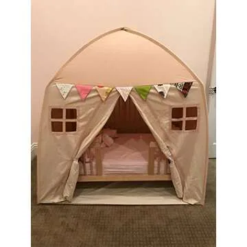 Love Tree Kids Play Tent Castle Large Teepee Tent for Kids Portable Playhouse Children House for Indoor Outdoor Use with Carry Bag for Boys and Girls Beige