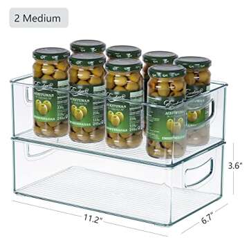 Hudgan 8 Pack Stackable Pantry Storage Bins, Clear Acrylic Organizers for Organizing Freezer or Fridge, The Home Edit Storage Containers - 3 Sizes