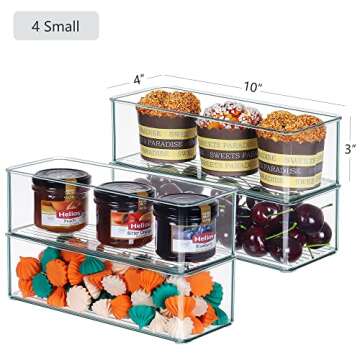 Hudgan 8 Pack Stackable Pantry Storage Bins, Clear Acrylic Organizers for Organizing Freezer or Fridge, The Home Edit Storage Containers - 3 Sizes