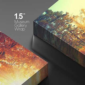 wall26 Canvas Print Wall Art Path Through Red & Orange Autumn Park Nature Wilderness Photography Modern Art Rustic Scenic Colorful Multicolor for Living Room, Bedroom, Office - 16"x24"