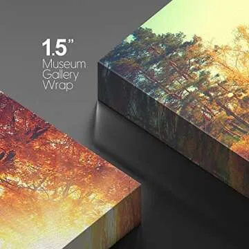 wall26 Canvas Print Wall Art Path Through Red & Orange Autumn Park Nature Wilderness Photography Modern Art Rustic Scenic Colorful Multicolor for Living Room, Bedroom, Office - 16"x24"