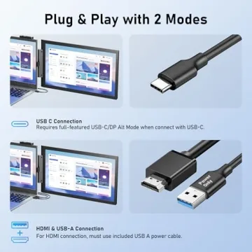 Portable 14" FHD Laptop Screen Extender for All Devices