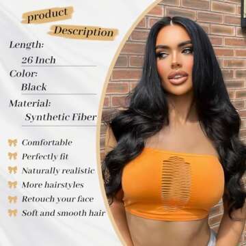 AISI HAIR 4X1 Lace Hairline Black Wigs for Women Long Middle Part Natural Hair Synthetic Heat Resistant for Daily Party