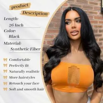 AISI HAIR 4X1 Lace Hairline Black Wigs for Women Long Middle Part Natural Hair Synthetic Heat Resistant for Daily Party