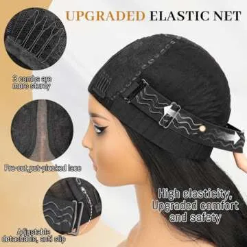 AISI HAIR 4X1 Lace Hairline Black Wigs for Women Long Middle Part Natural Hair Synthetic Heat Resistant for Daily Party