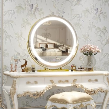 ROLOVE Gold Vanity Mirror with Smart Touch Lighting