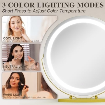 ROLOVE Gold Vanity Mirror with Smart Touch Lighting