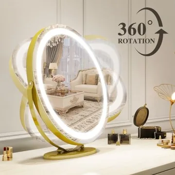 ROLOVE Gold Vanity Mirror with Smart Touch Lighting
