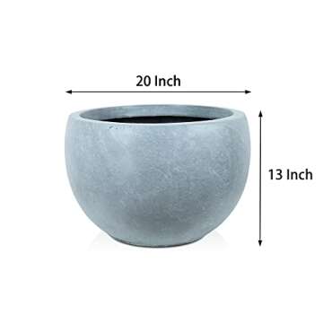Kante 11.8" Dia Round Concrete Planter, Outdoor/Indoor Large Bowl Plant Pots with Drainage Hole and Rubber Plug for Garden Patio Balcony Home, Slate Gray
