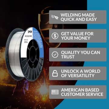 (2 Pack) PGN Solid MIG Welding Wire - ER70S-6 .030 Inch, 10 Pound Spool - Mild Steel MIG Wire with Low Splatter and High Levels of Deoxidizers - For All Position Gas Welding