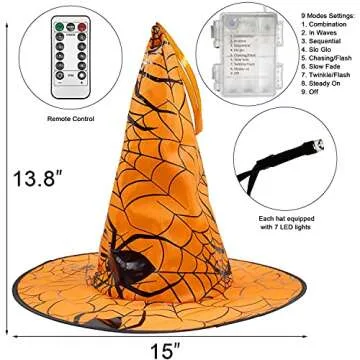 Dazzle Bright 8 Pcs Hanging Witch Hat String Lights, Light Up Waterproof Halloween Decorations with ...