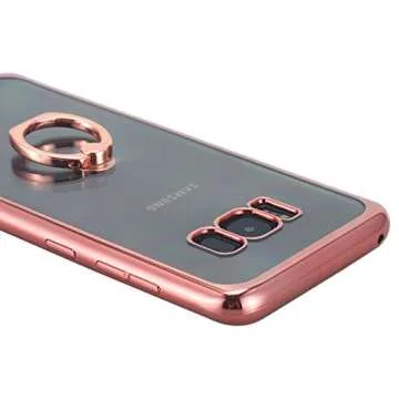 Galaxy S8 Plus Case, Slim Thin Clear Luxury TPU Rose Gold Bumper Case Cover with Built-in Ring Grip Holder for Samsung Galaxy S8 Plus - Rose Gold