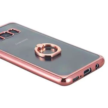 Galaxy S8 Plus Case, Slim Thin Clear Luxury TPU Rose Gold Bumper Case Cover with Built-in Ring Grip Holder for Samsung Galaxy S8 Plus - Rose Gold