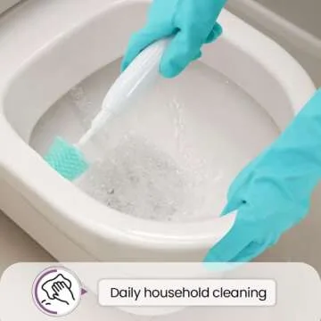 Elgood Reusable Dishwashing Cleaning Gloves with Latex free, Cotton lining,Kitchen Gloves 2 Pairs,Purple+blue Medium