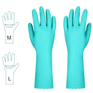 Elgood Reusable Dishwashing Cleaning Gloves with Latex free, Cotton lining,Kitchen Gloves 2 Pairs,Purple+blue Medium