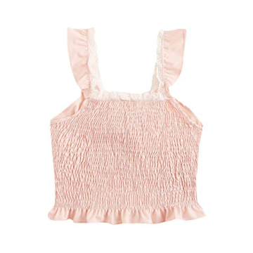 Trendy SheIn Women's Summer Ruffle Cami Top in Pink