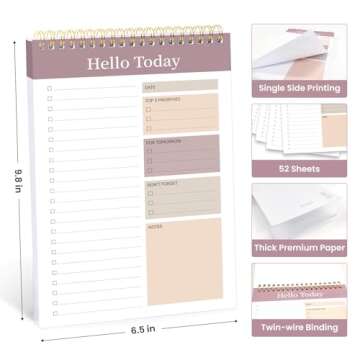 ZOTIA To Do List Notepad - To Do List Notebook with 52 Undated Sheets（6.5"×9.8"）, Daily To Do List Planner Perfect for Office, Home and School, Helps to Keep Track of Tasks - Purple